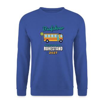 Busfahrer Rente 2027 – Nächster Halt: Ruhestand - Unisex Pullover - Royalblau - Vorne - Alina (178cm) & Michal (187cm)