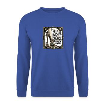 Mein_Absatz_ist_hoeher_als_dein_Niveau_-_Art_De - Unisex Pullover - Royalblau - Vorne - Alina (178cm) & Michal (187cm)