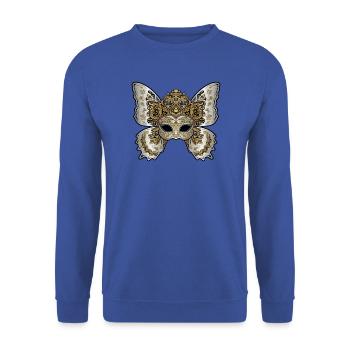 Goldene und silberne kaiserliche Maskerade - Unisex Pullover - Royalblau - Vorne - Alina (178cm) & Michal (187cm)