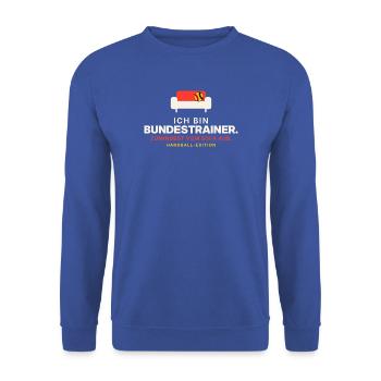 Sofa-Bundestrainer Handball - Unisex Pullover - Royalblau - Vorne - Alina (178cm) & Michal (187cm)