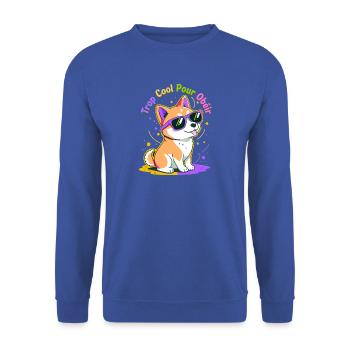 Shiba Funk Brille zu cool, um zu gehorchen - Unisex Pullover - Royalblau - Vorne - Alina (178cm) & Michal (187cm)
