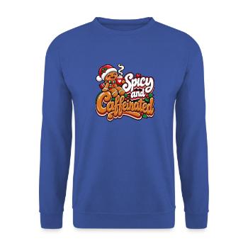 Scharf und Koffeinverrückt - Unisex Pullover - Royalblau - Vorne - Alina (178cm) & Michal (187cm)