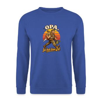Opa Ich hab keine Zeit - Unisex Pullover - Royalblau - Vorne - Alina (178cm) & Michal (187cm)