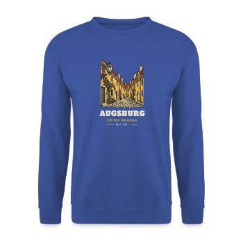 Augsburg 0,88 Euro Jahresmiete - Unisex Pullover - Royalblau - Vorne - Alina (178cm) & Michal (187cm)