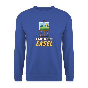 Staffelei nehmen - Unisex Pullover - Royalblau - Vorne - Alina (178cm) & Michal (187cm)