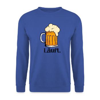 Läuft - Schäumender Bierkrug - Unisex Pullover - Royalblau - Vorne - Alina (178cm) & Michal (187cm)