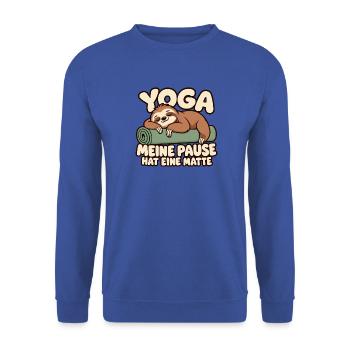 Yoga – Meine Pause hat eine Matte - Unisex Pullover - Royalblau - Vorne - Alina (178cm) & Michal (187cm)