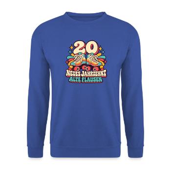 20 Geburtstag – Neues Jahrzehnt, alte Flausen - Unisex Pullover - Royalblau - Vorne - Alina (178cm) & Michal (187cm)