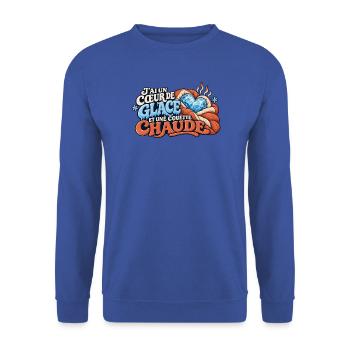 Ich habe ein Herz aus Eis und eine warme Bettdecke - Unisex Pullover - Royalblau - Vorne - Alina (178cm) & Michal (187cm)