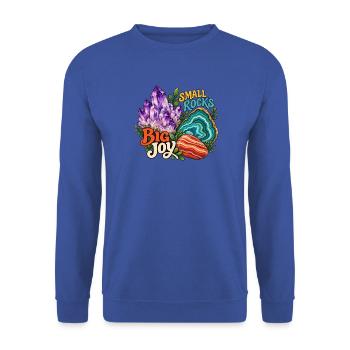 Small Rocks Big Joy: Steine sammeln - Unisex Pullover - Royalblau - Vorne - Alina (178cm) & Michal (187cm)