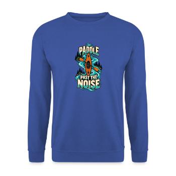 Paddel am Lärm vorbei: Kajakfahren - Unisex Pullover - Royalblau - Vorne - Alina (178cm) & Michal (187cm)