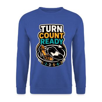 TURN COUNT READY - Unisex Pullover - Royalblau - Vorne - Alina (178cm) & Michal (187cm)
