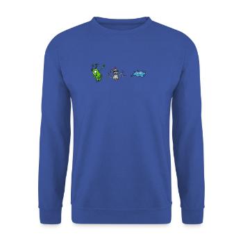 Aliens-Monsters - Unisex Pullover - Royalblau - Vorne - Alina (178cm) & Michal (187cm)
