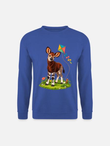 Kleines Okapi mit buntem Regenbogendrachen - Unisex Pullover - Royalblau