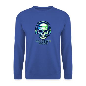 Respawn-Modus – Gamer Skull Badge - Unisex Pullover - Royalblau - Vorne - Alina (178cm) & Michal (187cm)