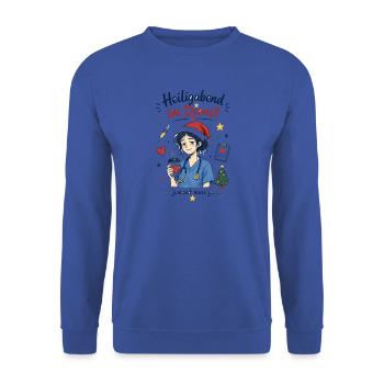 Heiligabend im Dienst – jemand muss ja - Unisex Pullover - Royalblau - Vorne - Alina (178cm) & Michal (187cm)