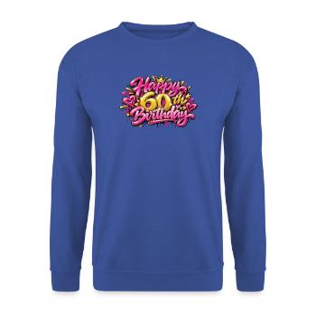 Herzlichen Glückwunsch zum 60. Geburtstag Pink Graffiti: Ikonische Königin! - Unisex Pullover - Royalblau - Vorne - Alina (178cm) & Michal (187cm)