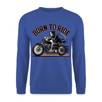 Born to Ride Totenkopf Motorradfahrer Geschenkidee - Unisex Pullover - Royalblau - Vorne - Alina (178cm) & Michal (187cm)