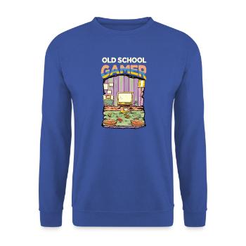 Retro Old School Gamer - Unisex Pullover - Royalblau - Vorne - Alina (178cm) & Michal (187cm)