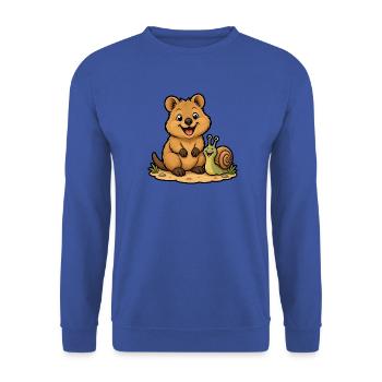 Lachendes Quokka Schnecke Glücklich Kinder T-Shirt - Unisex Pullover - Royalblau - Vorne - Alina (178cm) & Michal (187cm)