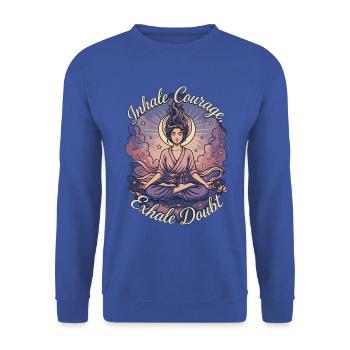 Yoga Instructor Inhale Courage Yoga Practitioner - Unisex Pullover - Royalblau - Vorne - Alina (178cm) & Michal (187cm)