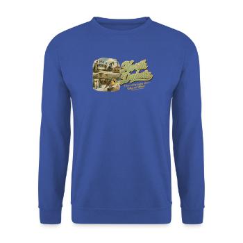 North Dakota Retro Vintage Peace Garden Design - Unisex Pullover - Royalblau - Vorne - Alina (178cm) & Michal (187cm)