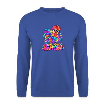 Buntes Huhn mit Sonnenbrille - Unisex Pullover - Royalblau - Vorne - Alina (178cm) & Michal (187cm)
