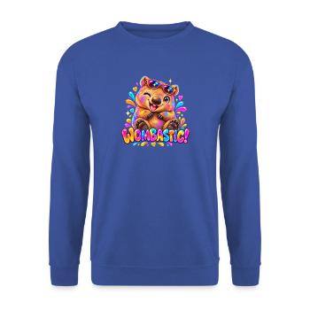Wombastic Wombat Regenbogen - Unisex Pullover - Royalblau - Vorne - Alina (178cm) & Michal (187cm)