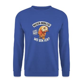 Stretching Yoga Eule - Unisex Pullover - Royalblau - Vorne - Alina (178cm) & Michal (187cm)