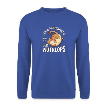 Lustige Zen Yoga Katze - Unisex Pullover - Royalblau - Vorne - Alina (178cm) & Michal (187cm)