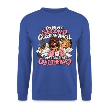 Ich bin in meiner zweiten Schutzengel-Therapie - Unisex Pullover - Royalblau - Vorne - Alina (178cm) & Michal (187cm)