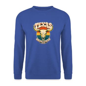 Texas Retro Sonnenuntergang - Unisex Pullover - Royalblau - Vorne - Alina (178cm) & Michal (187cm)