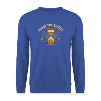 Stundenglas Kraft-Emblem - Unisex Pullover - Royalblau - Vorne - Alina (178cm) & Michal (187cm)