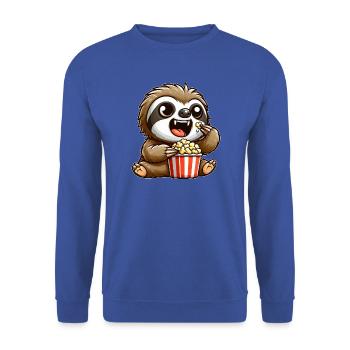 Lustiges Faultier Popcorn Kino Vampir Zähne Film - Unisex Pullover - Royalblau - Vorne - Alina (178cm) & Michal (187cm)