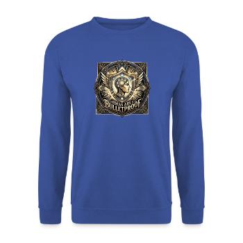 Ideas_are_Bulletproof_-_Art_Deco - Unisex Pullover - Royalblau - Vorne - Alina (178cm) & Michal (187cm)