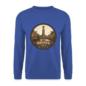 Brügge Belgien Reiseabzeichen Belfry Canal Souvenir - Unisex Pullover - Royalblau - Vorne - Alina (178cm) & Michal (187cm)