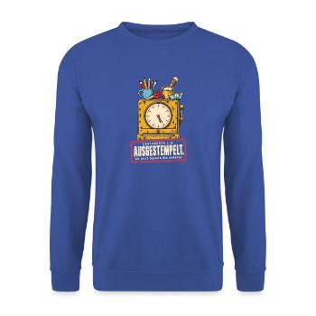Ausgestempelt Erzieherin in Rente - Unisex Pullover - Royalblau - Vorne - Alina (178cm) & Michal (187cm)
