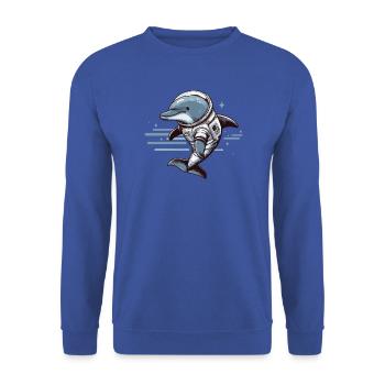 Delfin im Raumanzug – Blau - Unisex Pullover - Royalblau - Vorne - Alina (178cm) & Michal (187cm)