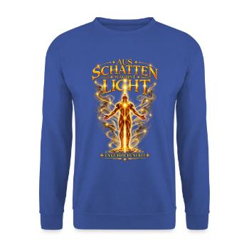 Aus Schatten wächst Licht – Ungebrochenfrei - Unisex Pullover - Royalblau - Vorne - Alina (178cm) & Michal (187cm)