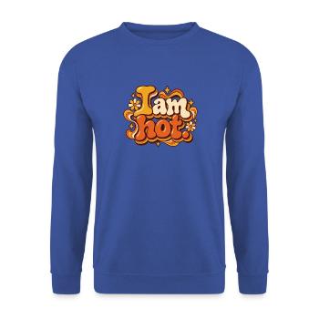 Retro 70er Stil: Ich bin heiß - Unisex Pullover - Royalblau - Vorne - Alina (178cm) & Michal (187cm)