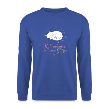 Katzenhaar Glitzer-Statement - Unisex Pullover - Royalblau - Vorne - Alina (178cm) & Michal (187cm)