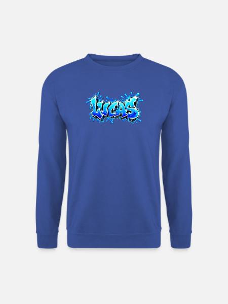 LUCAS explodiert in Neonblau! Epischer Graffiti-Name - Unisex Pullover - Royalblau