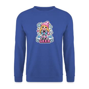 Kawaii Winter-Geek-Mädchen - Unisex Pullover - Royalblau - Vorne - Alina (178cm) & Michal (187cm)