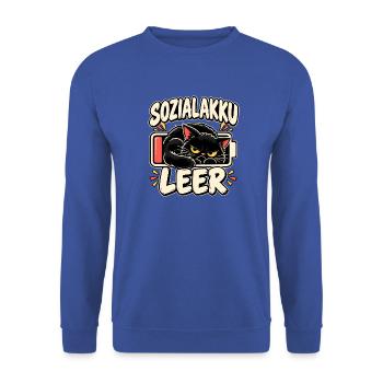 Sozialakku leer Katze - Unisex Pullover - Royalblau - Vorne - Alina (178cm) & Michal (187cm)