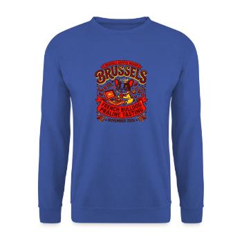 French Bulldog Praline Tasting Brussels Oct - Unisex Pullover - Royalblau - Vorne - Alina (178cm) & Michal (187cm)