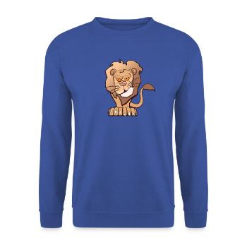 Grumpy Lion - Unisex Pullover - Royalblau - Vorne - Alina (178cm) & Michal (187cm)