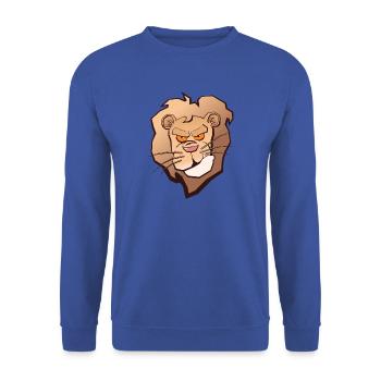 Mürrischer Löwenkopf - Unisex Pullover - Royalblau - Vorne - Alina (178cm) & Michal (187cm)