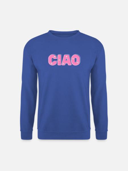 CIAO mit Blumen – Retro-Schriftzug in Pink und Min - Unisex Pullover - Royalblau
