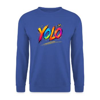 YOLO you only live once -  Farbenrausch Graffiti - Unisex Pullover - Royalblau - Vorne - Alina (178cm) & Michal (187cm)