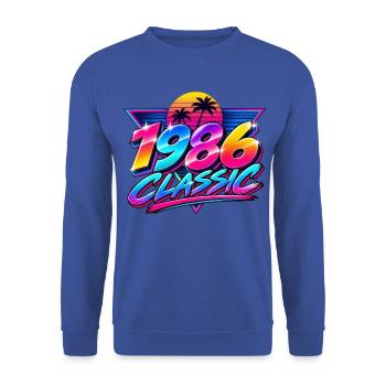 1986 Klassische Neonpalme - Unisex Pullover - Royalblau - Vorne - Alina (178cm) & Michal (187cm)